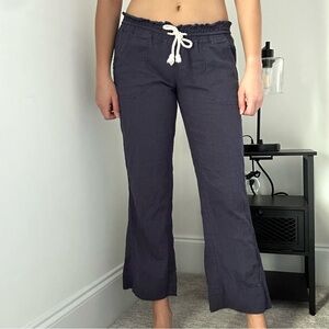 Roxy Linen Blend Low Rise Cropped Pants
